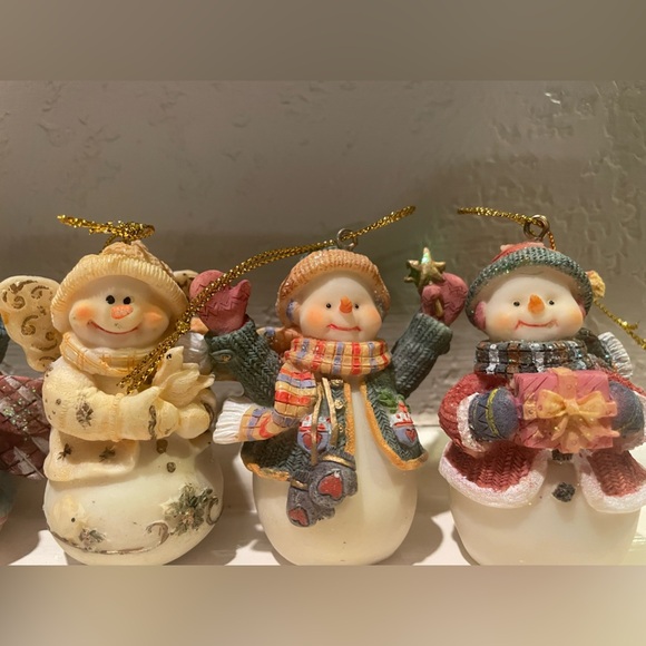 6 Vintage Ceramic Snowmen Ornaments - Picture 3 of 4